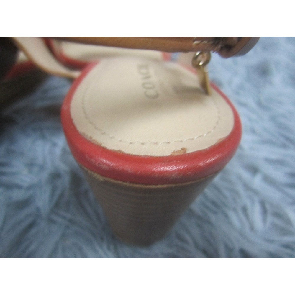 COACH Shoes Womens 6.5 B Slingback Sandals Wedge Watermelon Ginger Hendrick - Picture 10 of 16